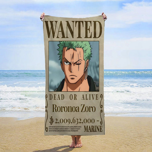 Toalla de playa de One Piece - Se busca Roronoa Zoro (Nuevo Mundo)