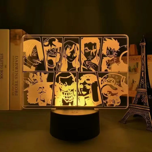 Lámpara de noche LED de One Piece - Collage de la tripulación de Mugiwara (amarilla)
