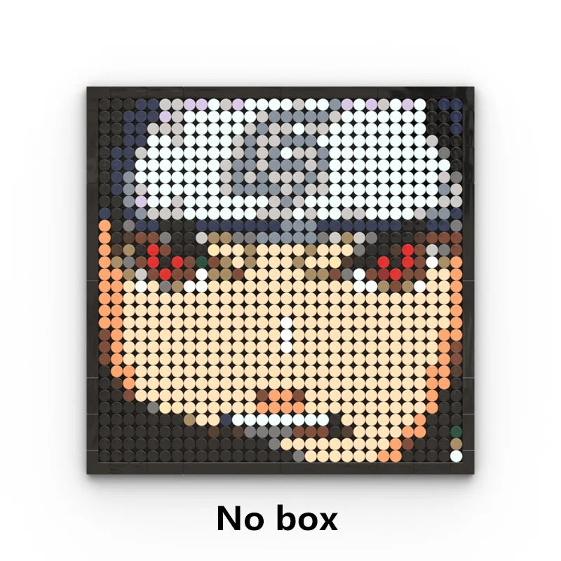 One Piece Pixel Art Mosaic Painting - Ritratto di Roronoa Zoro (mattoni)
