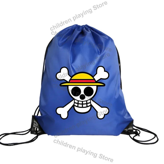 Sac à cordon One Piece – Emblème Pirates Chapeau de Paille Bleu Foncé