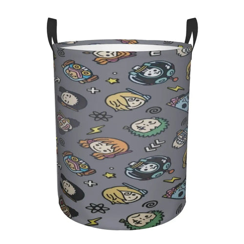 Cesta de lavandería de One Piece - Diseño de iconos y sombreros de paja (gris)
