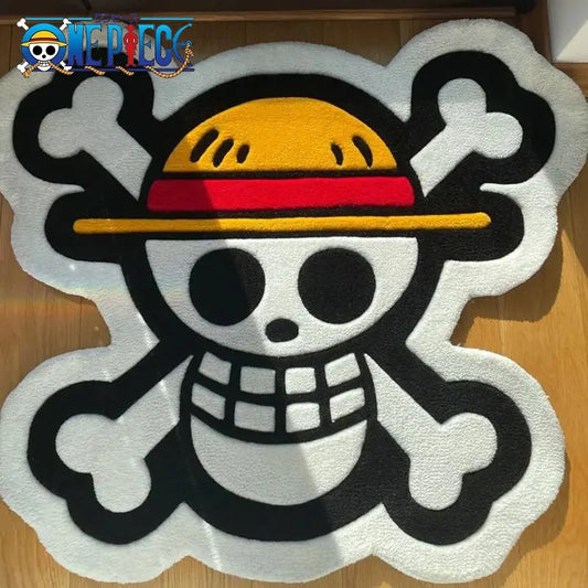 Tapis One Piece - Emblème Jolly Roger Mugiwara (Tapis de Sol Antidérapant)