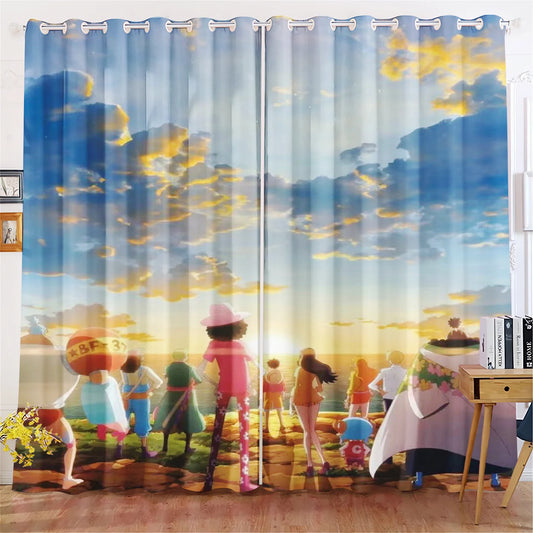 Tenda a un pezzo - I cappelli di paglia di fronte all'orizzonte (decorazione per la camera da letto)