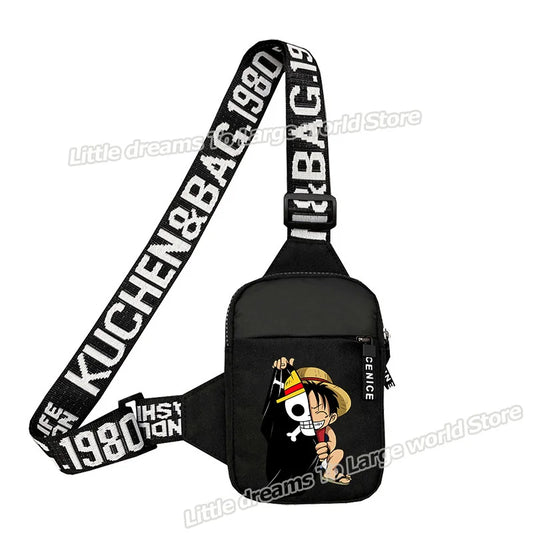 Bolso de hombro de One Piece: Retrato minimalista de Monkey D. Luffy